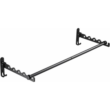 Portant à Vêtements Mural, Pliable Tringles à Vêtement Cintre Pliant Mural, Porte-Vêtements de Mur en Métal, Étendoir Séchoir à Linge pour Chambre Bain, 80 cm Long Noir (1/5)