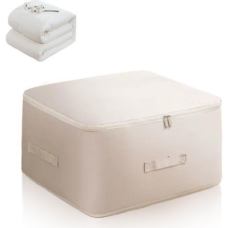Organisateur d'auto-compression ultra peu encombrant, sacs d'emballage de compression, sacs de rangement pour vêtements, couvertures scellées sous vide (Beige, L) (1/5)