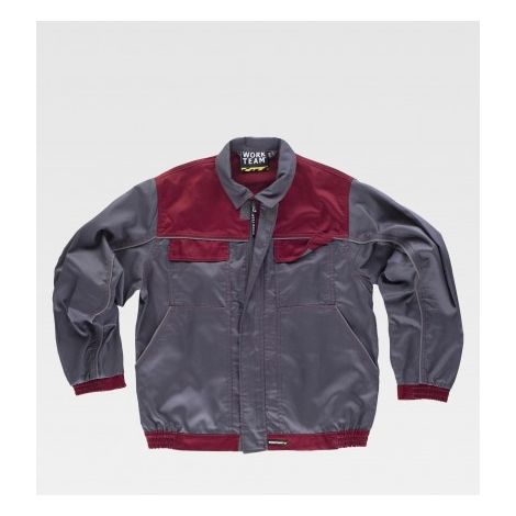 Cazadora técnica combinada con cintura elástica WORKTEAM WF1852 62/64 Gris+Granate