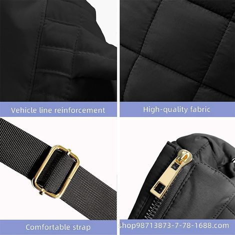 Sac à main matelassé pour femme, en nylon imperméable léger et fait avec poignée supérieure. (1/5)