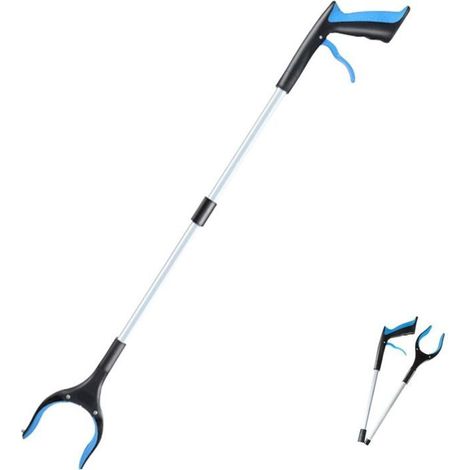 Pince à déchets pliable extra-longue de 33 pouces, aide à la mobilité, bras de ramassage extensible (bleu) (1/4)