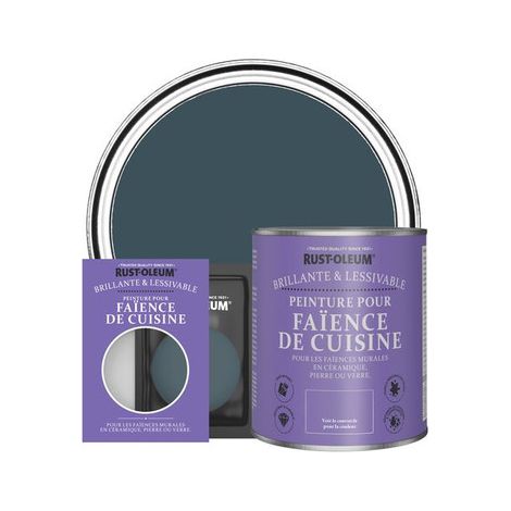 Peinture pour Faïence de Cuisine, Finition Brillante - Bleu du Soir (1/3)