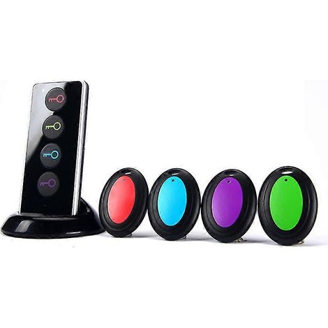 Télécommande pour localisateur de clés, traqueur d'objets/localisateur d'objets sans fil RF avec support de base pour clés, animaux domestiques, téléphone portable (4 récepteurs, 1 télécommande) (1/5)