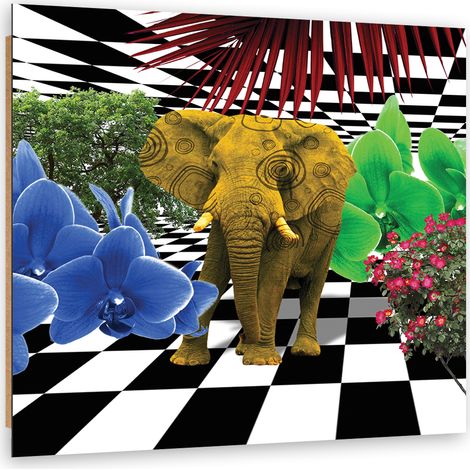 Quadro deco panel, Elefante colorato - 40x40 (1/5)