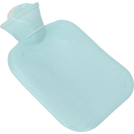 Bouillotte 500 ml en PVC souple épais, résistante à la pression et anti-explosion, portable, pour la main, le dos ou le cou, bleue. (1/5)