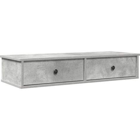 Maison Exclusive - Wandregal mit Schubladen Betongrau 100x37,5x19