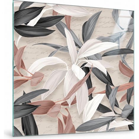 Lupia Quadro Botanico su Vetro 30x30 cm GLASS LEAVES MIX 3 da Parete (1/4)