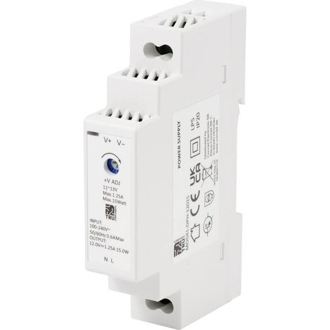 TRU COMPONENTS TC-10580800 Alimentatore per guida DIN 12 V/DC 1.25 A 15 W Num. uscite:1 x Contenuto 1 pz. (1/5)