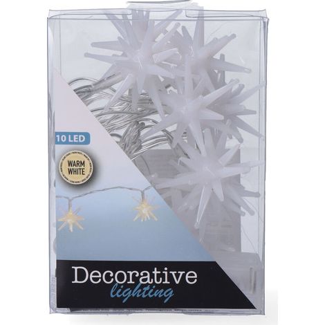 Ghirlanda Fissa a Batteria 10 LED Stelle Decorative ø45mm Luce Calda 1,30m Colori/Modelli Assortiti (1/2)
