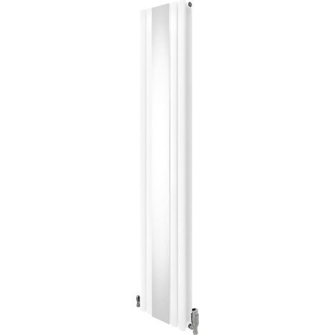 Röhrenheizkörper + Spiegel & Chrom Thermostatventile Weiß 1800 x 380mm