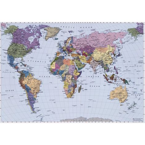 Komar World Map 270 x 188 cm, Papier peint panoramique 4-050, photomurale sur intissé (1/4)