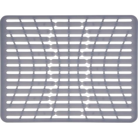 Tapis d'égouttage pour évier de cuisine - Gris - 32 x 28,5 cm - Silicone - Tapis de séchage antidérapant (1/5)