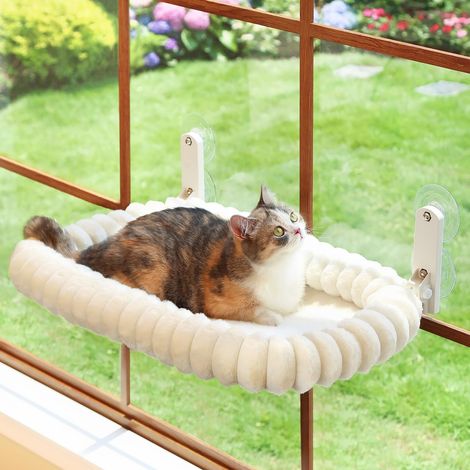 1 Perchoir fenêtre pliable, cadre métal robuste, lit lavable machine, pour grands chats et chatons