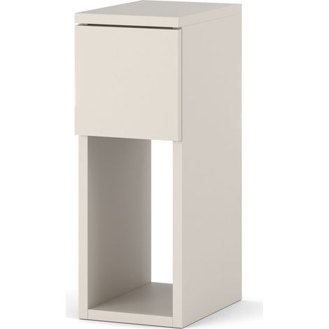 Table de chevet cachemire avec 1 tiroir – Dimensions 30x20x55cm – Façade sans poignée avec serrure extractible – Idéale pour petits espaces (1/5)