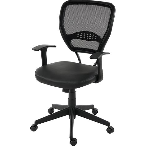 Sillón silla de oficina con ruedas giratorias en malla negra y tejido sintético con reposabrazos 040001909 (1/5)