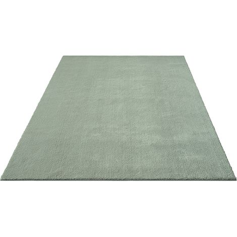 FLOORNOVO Hochflor Teppich Grün einfarbig - 110 x 60 cm - Besonders Weicher Teppich Wohnzimmer & Badezimmerteppich - Pflegeleicht - vielseitig einsetzbar im Innenbereich (1/2)