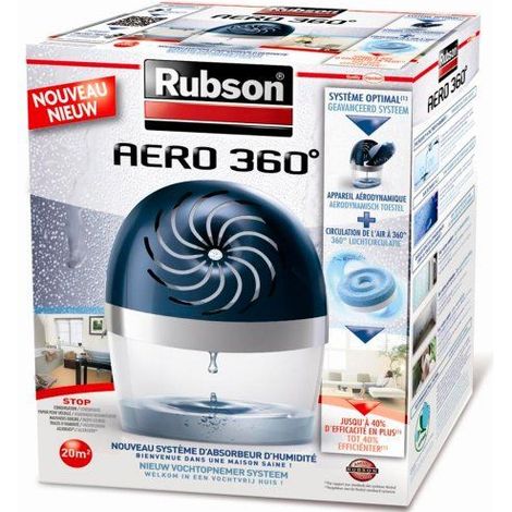 Rubson AERO 360° Feuchtigkeitsabsorber für Räume von 20 m², geruchs- und schimmelhemmender Luftentfeuchter, inklusive 1 neutralen 450 g Nachfüllpackung