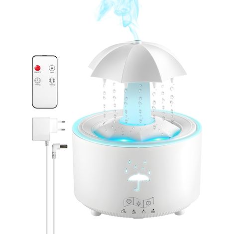 Humidificateur d'air pour chambre à coucher, 300 ml, diffuseur d'arômes, gouttes de pluie, 7 couleurs, LED, diffuseur d'huile parfumée pour bureau, chambre à coucher, voiture, bureau