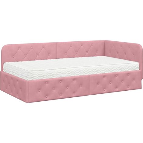 Maison Exclusive - Cornice del letto ad angolo Rosa 90 x 190 cm Velluto (1/5)