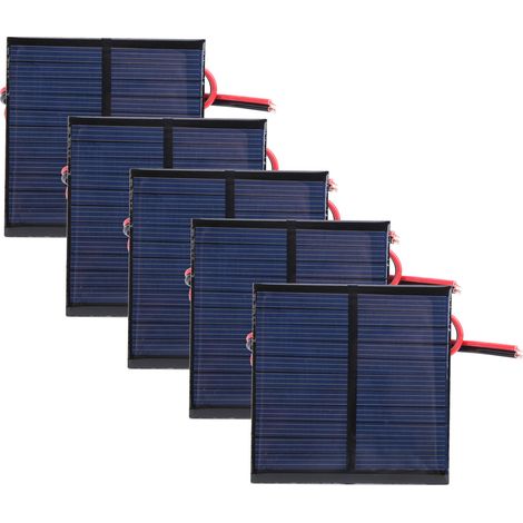 Lot de 5 panneaux solaires photovoltaïques en polysilicium époxy avec câble de 30 cm, 5,5 V CC, 0,6 W (1/5)
