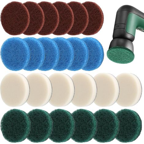 Pack de 24 Accessoires pour Brosse Universelle Bosch, Brosse de Nettoyage électrique avec Batterie Bosch Home and Garden 6033, 6X Tampon en Mousse, 6X Tampon de Cuisine, 6X Tampon Haute Perf (1/5)