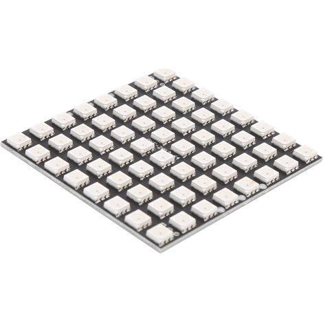 WS2812B 64 LEDs Carte RVB 5050, Contrôleur Intégré Haute Luminosité 5V DC