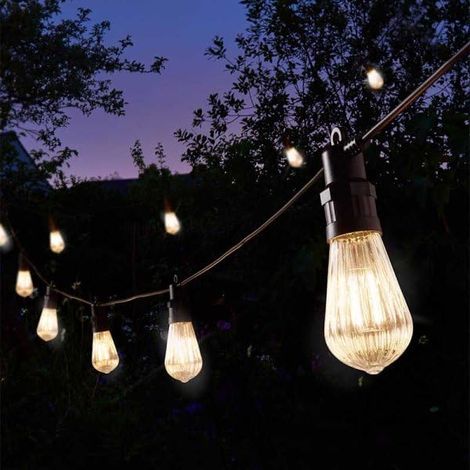 Outdoor Warm White Festoon Lights Mains Powered 9.5m LED String Lights Waterproof Plug In Garden Patio Pergola 10 Bulb