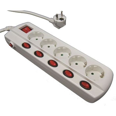 Base 5 tomas con interruptor individual