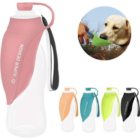 MINKUROW Wasserflasche für Hunde, tragbar, aus Silikon, für unterwegs, draußen (Rosa) (1/5)