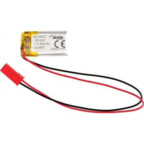 Batteria Li-Po LP301525 Akyga AKY0472 3,7 V / 85 mAh PCM Connettore JST a 2 pin 150 mm (1/3)