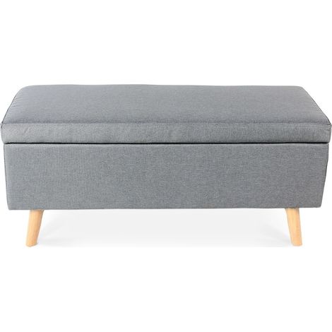 Banquette coffre de style scandinave Eline tissu gris (1/4)