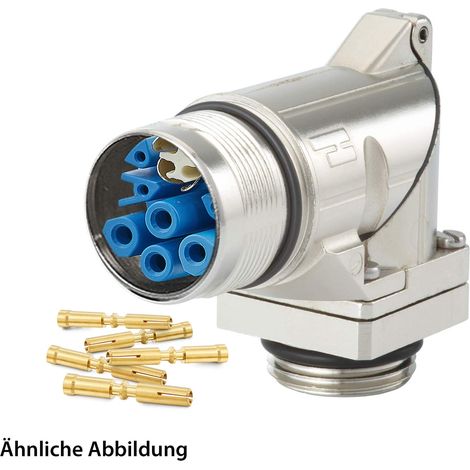 HUMMEL SET inkl. Kontakte M23 Hybrid Gerätesteckverbinder, Crimpeinsatz gewinkelt Polzahl 3+4+4+PE, Buchse drehbar um 335 Grad Vorderwand - 1 Stück