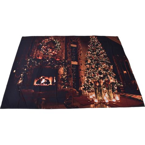 Tenture murale de Noël 150x150 cm - Décoration festive pour cheminée et sapin, ambiance de fêtes (1/5)