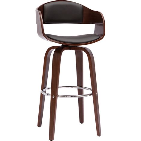 Sgabello da bar design girevole nero e legno scuro H67 GAO