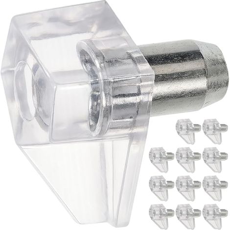 Supports de plateau 12 pièces pour perçage Diamètre 5 mm, Tous types de armoires, Métal, Inox, Étagère à claquage pour meubles, armoires, goupilles pour étagères à rack (1/5)