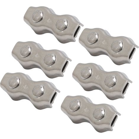 6pcs Pinces Duplex pour Câble, Serre-câbles Inox M4, Colliers à Double Poste pour Corde Métallique (1/5)
