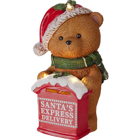 Figurine d’ours avec boîte aux lettres, éclairage LED, 19,5 x 19 x 30 cm (1/4)