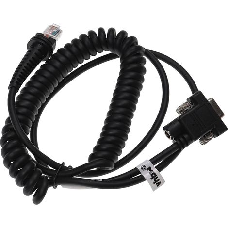 vhbw Data Cable RJ45 plug to RS232 plug compatible with Datalogic The Dragon 6010-M Barcode Scanner - Spiral Cable, 3 m, Black