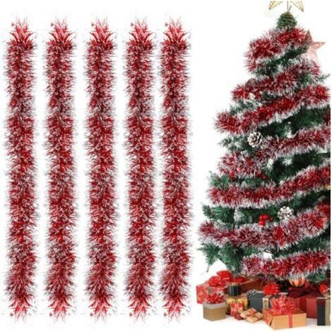 Guirlandes de Noël rouges en glaçure, lot de 5 guirlandes de Noël, guirlandes métalliques en glaçure, guirlande pour sapin de Noël (1/5)
