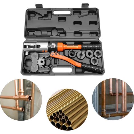 Outil de sertissage hydraulique, force de sertissage maximale de 10T, longueur de course de 20mm, construction en aluminium et en acier, options de moules polyvalentes, design ergonomique (1/5)