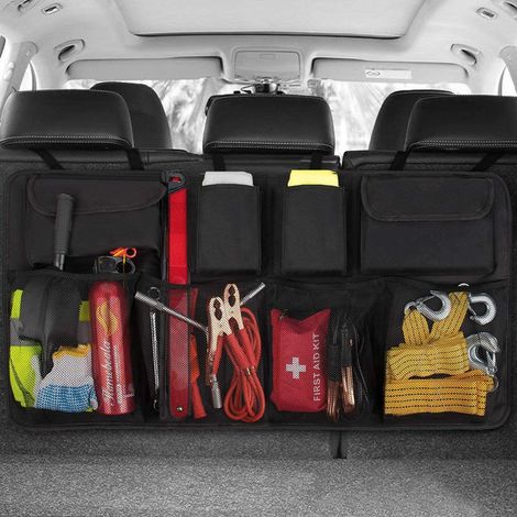 Organizador para maletero de coche – 3.ª generación [doble capacidad], equipado con una resistente red elástica y 4 estructuras tipo varita mágica, bolsa para maletero de coche