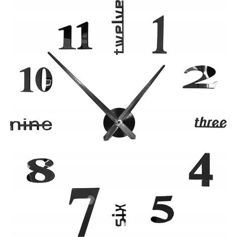Reloj de pared grande para salón, para pegar en la pared, 70-130 cm, negro estilo loft