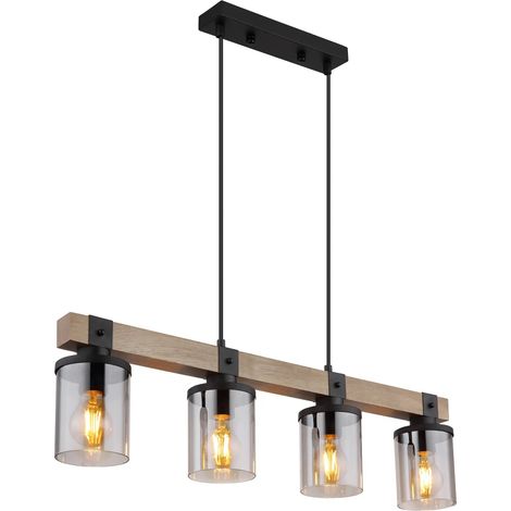 [GEBRAUCHT] B-Ware Globo Deckenleuchte Lila Mit Holzbalken Hängelampe Pendelleuchte 4 Flg. E27