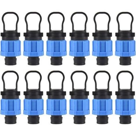 Lot de 12 bouchons d'extrémité d'irrigation goutte à goutte 1/2 - Raccord universel - Compatible avec les bandes goutte-à-goutte de 16 à 17 mm (1/5)