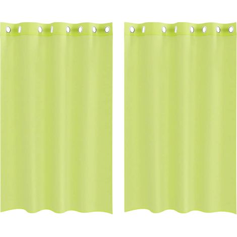 Maison Exclusive - Voile Vorhänge mit Ösen 2 Stk. Apfelgrün 140x1 (1/5)