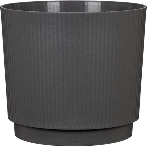 Cache-pot rond - GARDEN ID - Lino - Ø 25 - 7 L - H 22 cm - Anthracite