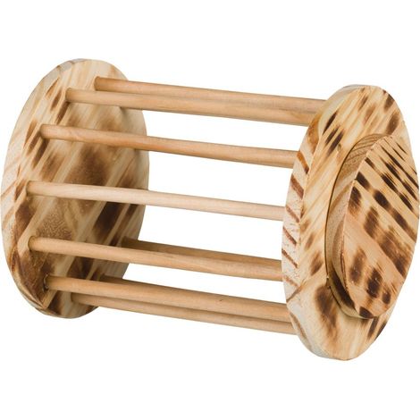 Diametro 15×19cm: Mangiatoia cilindro per il fieno in legno fiammato