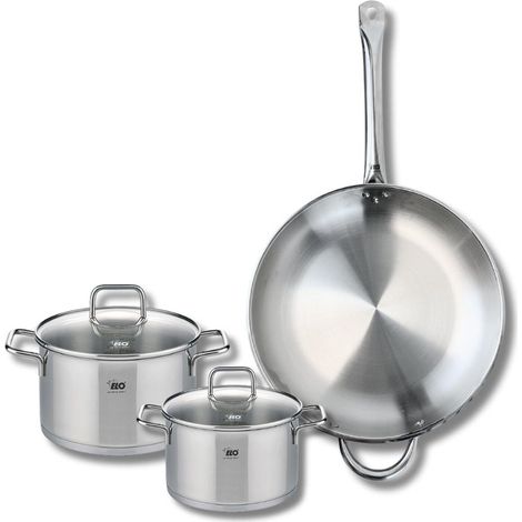 Ensemble de 1 Poêle de cuisson 32 cm et 2 faitouts 16 et 20 cm Elo Profi Citrin (1/5)
