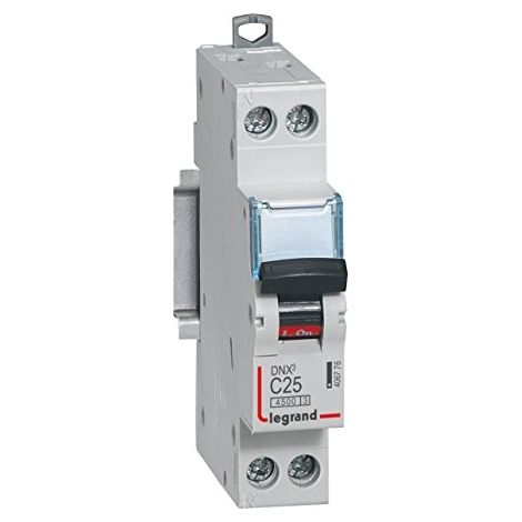Legrand – Disjoncteur unipolaire 25A courbe C – 6kA pour protection circuits – Borne à vis – 1 module 230V – Montage rail DIN