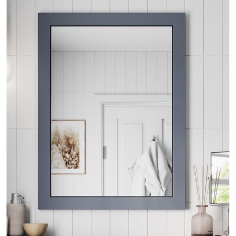 Framed Wooden Bathroom Mirror Wood Frame Wall Mounted Mirrors White 800 x 600mm (1/4)